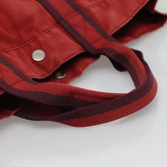 HERMES Fourre Tout MM Hand Bag Canvas Red Silver Auth - Picture 8 of 16